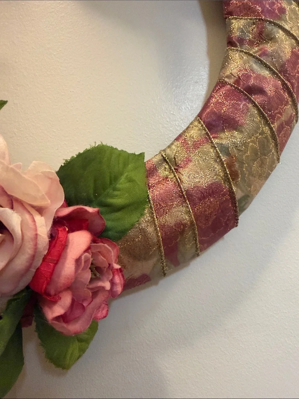 Pink Rose Holiday Wreath - Unbranded Floral Door Wreath